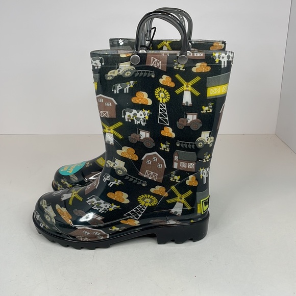 New Western Chief Toddler Boy's Tractor Barn Lighted PVC Grey Boot Size 12 - Picture 3 of 9